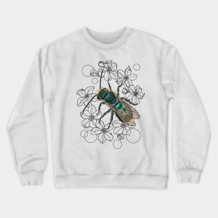 Blue, Orchard, Mason Bee Doodle, white Crewneck Sweatshirt